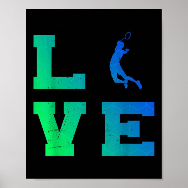 Affiche Joueur de squash badminton hommes navette badminto (Devant)
