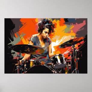 Affiche Joueur de tambour Musique Peinture Art abstrait Dé