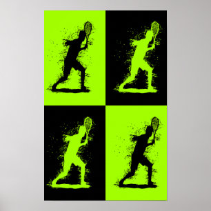 Affiche Joueur de tennis abstrait - Style aquarelle - Vert