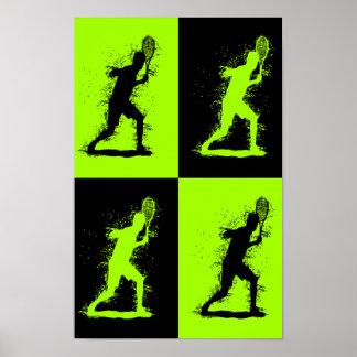 Affiche Joueur de tennis abstrait - Style aquarelle - Vert