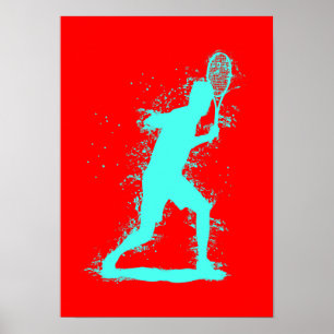 Affiche Joueur de tennis - Art aquarelle abstrait