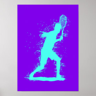 Affiche Joueur de tennis - Art aquarelle abstrait