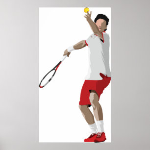 Affiche Joueur de tennis en service