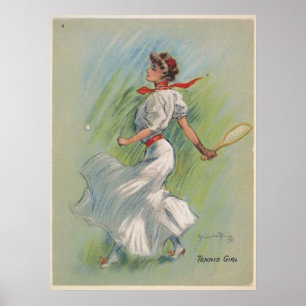 Affiche Joueur de Tennis Vintage