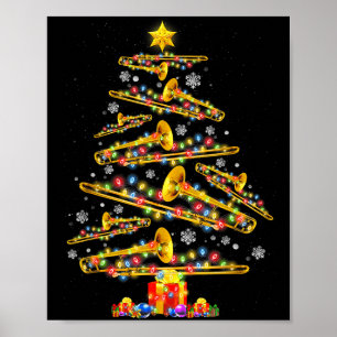 Affiche Joueur de trombone de Noël Arbre de Noël Musique J