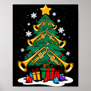 Affiche Joueur de trompette de Noël Arbre de Noël Musique 