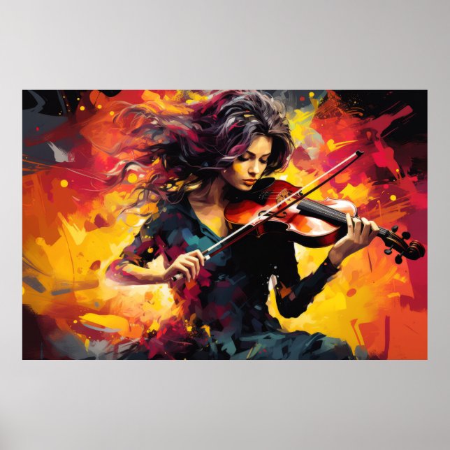 Affiche Joueur de violon Peinture Art Décor Abstrait (Devant)