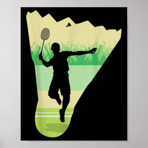Affiche Joueur de volant rétro vintage badminton