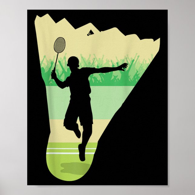 Affiche Joueur de volant rétro vintage badminton  (Devant)