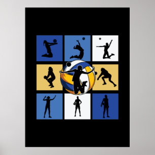 Affiche Joueur de volley-ball Cercle de volley-ball