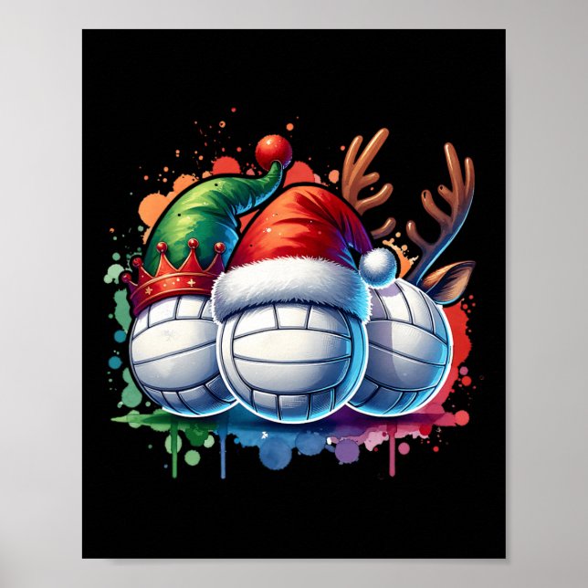 Affiche Joueur de volley-ball de Noël (Devant)