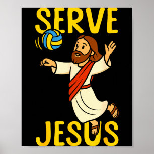 Affiche Joueur de volley-ball Équipe Jésus Serve Jésus 