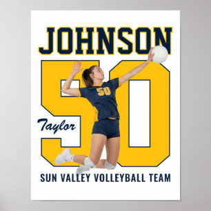 Affiche Joueur de volley-ball Numéro Photo personnalisée S