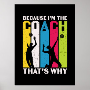Affiche Joueur de volley-ball Parce Que Je Suis L'Entraî