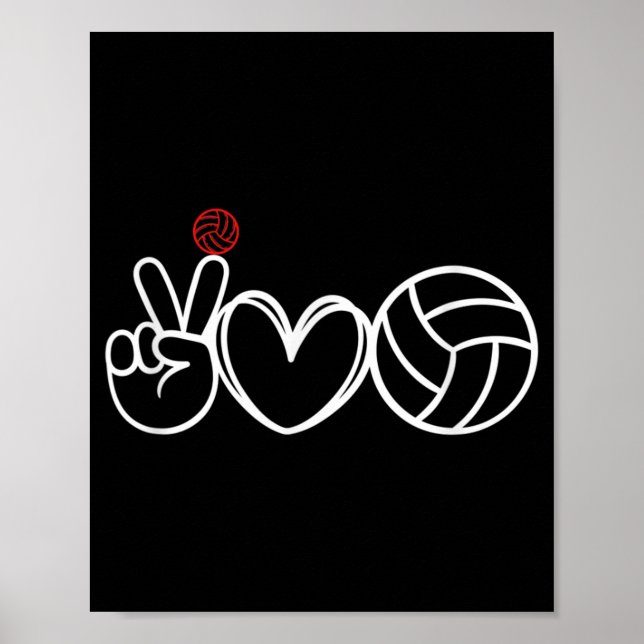 Affiche Joueur de volley-ball Peace Love Graphic (Devant)