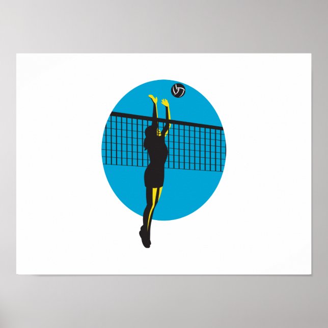 Affiche Joueur de volley-ball Spike Ball Retro (Devant)