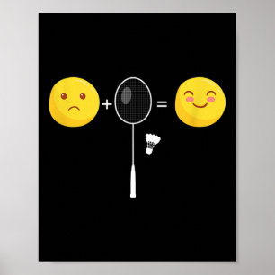 Affiche Joueur d'équipe de badminton heureux et amusant En