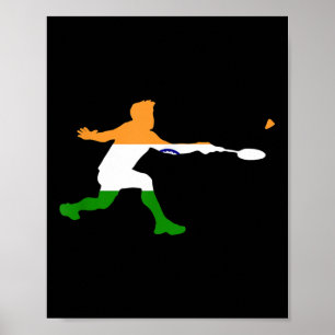 Affiche Joueur du Badminton Indian Flag Racquet Shutt Men