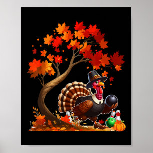 Affiche Joueur du Bowling de Thanksgiving de l'arbre de ch
