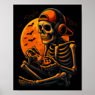 Affiche Joueur effrayant Halloween squelette effrayant jou