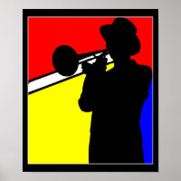 Joueur en trombone en silhouette, art de style mon