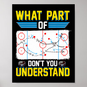 Affiche Joueur entraîneur de hockey amusant Quelle partie