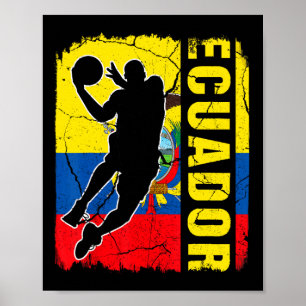 Affiche Joueur équatorien de basket-ball Equateur Drapeau 
