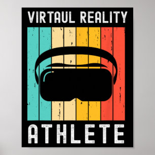 Affiche Joueur Geek Athlète Réalité Virtuelle Jeux Rétro V