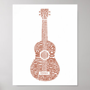 Affiche Joueur hawaïen d'Ukulele Word Cloud