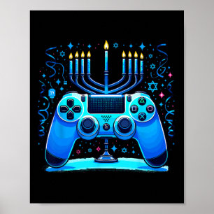 Affiche Joueur juif de console de jeux vidéo Hanukkah Chan