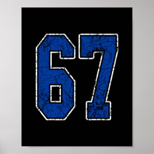 Affiche Joueur Maillot Royal Bleu Et Blanc Numéro 67 Unifo