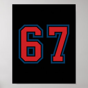 Affiche Joueur Maillot Sportif Rouge Et Bleu Numéro 67 Uni