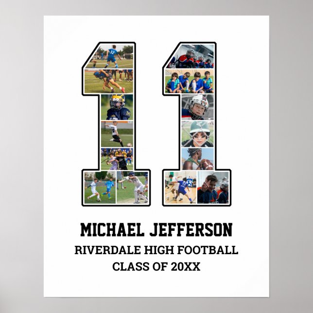 Affiche Joueur Numéro 11 Équipe sportive senior Collage ph (Devant)