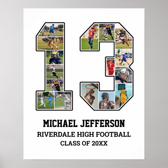 Affiche Joueur Numéro 13 Équipe sportive senior Collage ph (Devant)