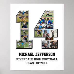 Affiche Joueur Numéro 14 Équipe sportive senior Collage ph