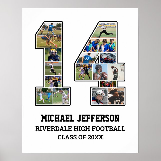 Affiche Joueur Numéro 14 Équipe sportive senior Collage ph (Devant)