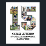 Affiche Joueur Numéro 15 Équipe sportive senior Collage ph<br><div class="desc">Collage photo personnalisé pour le joueur numéro 15. Ce cadeau photo personnalisable est parfait pour la nuit senior, le banquet sportif ou le cadeau d'anniversaire pour votre fils, fille ou étudiant athlète. C'est une excellente façon d'afficher des moments et des souvenirs précieux de leurs jeux sportifs. L'affiche présente un collage...</div>