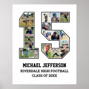 Affiche Joueur Numéro 15 Équipe sportive senior Collage ph