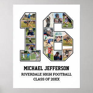 Affiche Joueur Numéro 16 Équipe sportive senior Collage ph