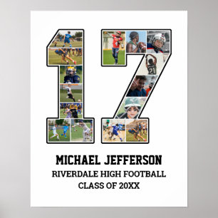 Affiche Joueur Numéro 17 Équipe sportive senior Collage ph