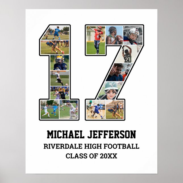 Affiche Joueur Numéro 17 Équipe sportive senior Collage ph (Devant)