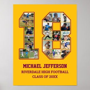 Affiche Joueur Numéro 18 Équipe sportive senior Collage ph