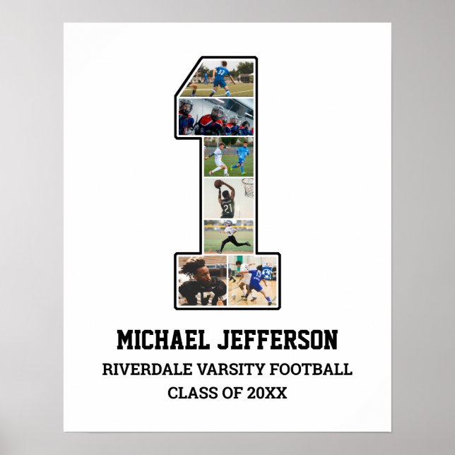 Affiche Joueur Numéro 1 Équipe sportive senior Collage pho (Devant)