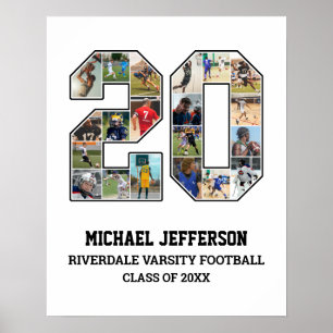 Affiche Joueur Numéro 20 Senior Sports Team Photo Collage