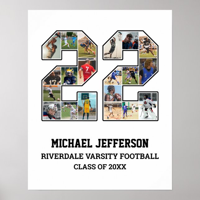 Affiche Joueur Numéro 22 Équipe sportive senior Collage ph (Devant)