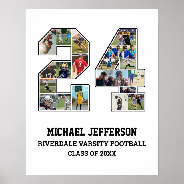 Affiche Joueur Numéro 24 Équipe sportive senior Collage ph (Devant)