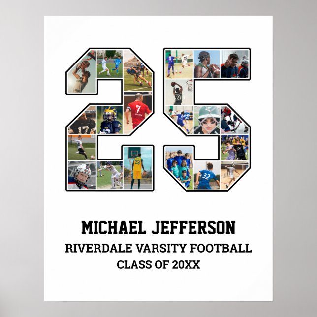 Affiche Joueur Numéro 25 Équipe sportive senior Collage ph (Devant)