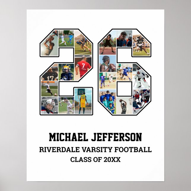 Affiche Joueur Numéro 26 Équipe sportive senior Collage ph (Devant)