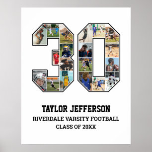 Affiche Joueur Numéro 30 Équipe sportive senior Collage ph