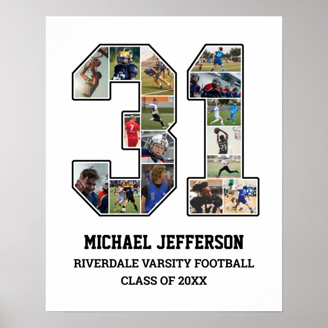 Affiche Joueur Numéro 31 Équipe sportive senior Collage ph (Devant)